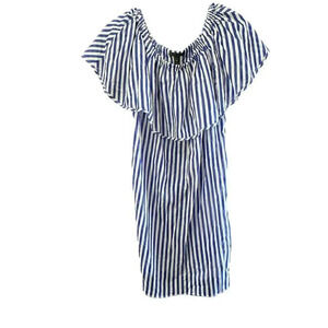 NWT J. Crew Women's Off Shoulder Striped Beach Cover-Up Casual Day Dress Size XS